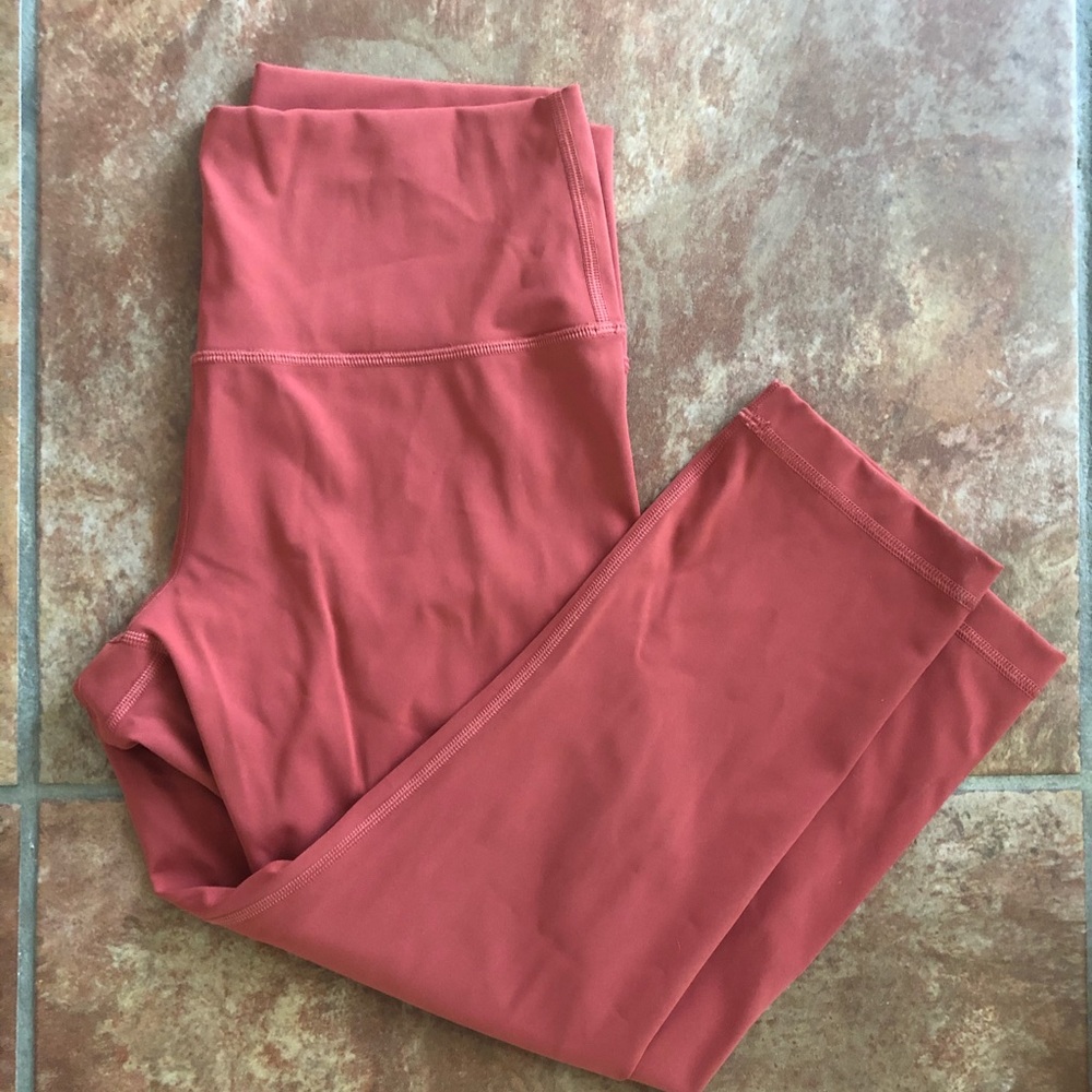 Lululemon Burnt Orange Wunder Under Crop Leggings